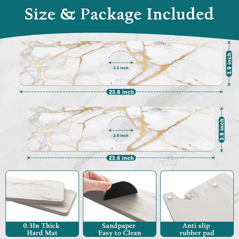 Mrcrypos Stone Faucet Mat for Kitchen Sink, 23.6" Fast Drying