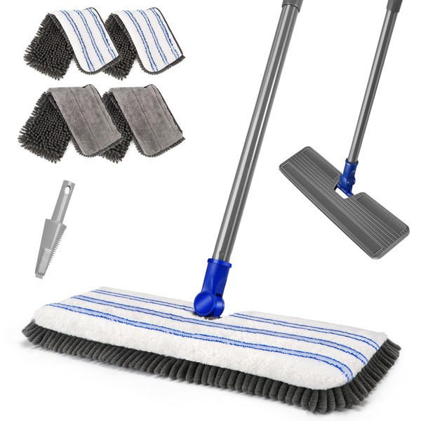 MASTERTOP Microfiber Dust Mops,Double-Sided Flat Mop for Hardwood Floors with