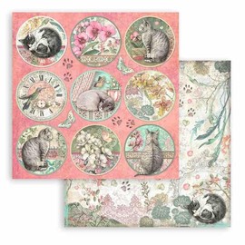 STAMPERIA International KFT SBBL81 Scrapbooking Pad 10 Sheets 30.5 x 30.5 cm Orchids and Cats 30.5 cm x 30.5 cm Various