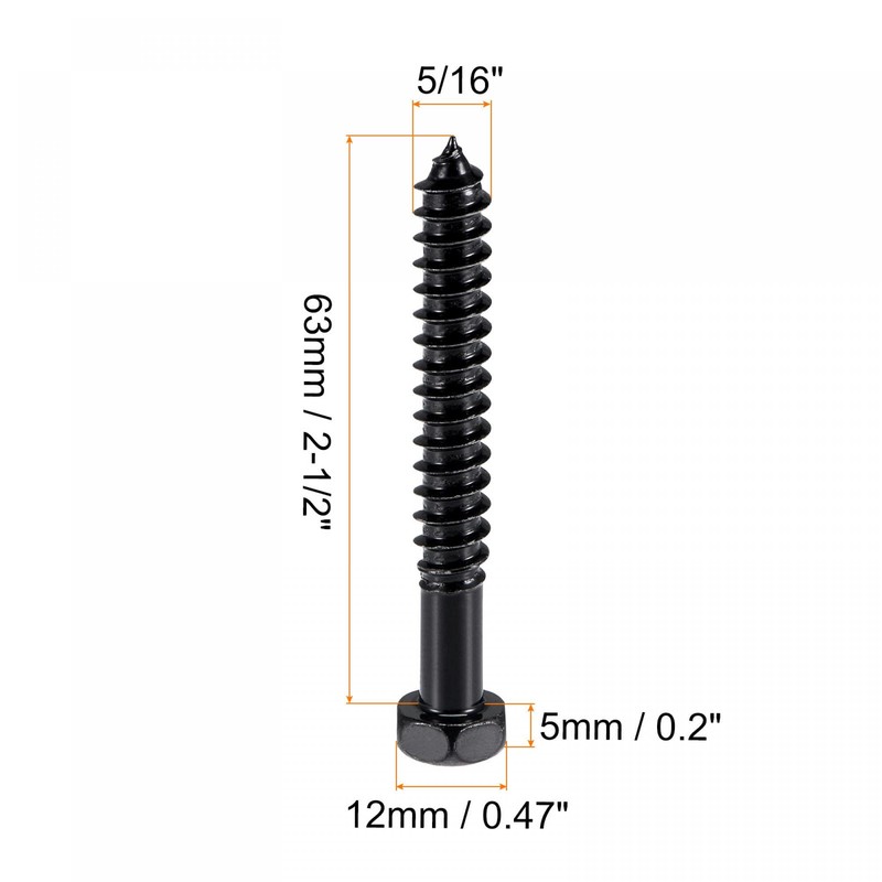 sourcing map Hex Lag Screws 5/16" x 2-1/2" Carbon Steel