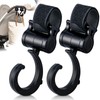 ComoLife Large Hook with (2 Pack) Stroller Hook Accessories Black