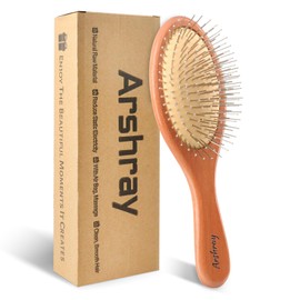 Arshray Women's Wooden Hairbrush,Natural Red Eucalyptus Wood,Metal Hair Teeth,Reduce Static Electricity,Suitable For All Hair Types,Better Massage Scalp