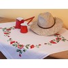 DECO-LINE Poppies 80X80CM Printed Tablecloth Embroidery KIT, WHITE