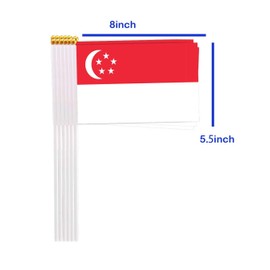 25 Packs Small Singapore Flags on Handheld Stick，Miniature Singaporean Flag for Outside,4x6 Inch Mini Hand Held Banner with Golden Topper,Patriotic Decorations