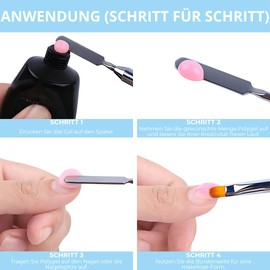 INLAQ® 2 in 1 Nail Brush & Spatula - Double Sided Tool for UV/LED Nail Gel, Polygel, Tips & Extensions - Stainless Steel & Synthetic Bristles