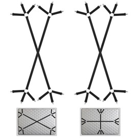 saerryor 4 Pcs Bed Sheet Clips For Bedding Adjustable Bed Sheet Straps fitted Sheet Clips Holder Bed Sheet Grippers Universal Mattress Sheet Clips Straps Keep Sheets Firm Tight in Place