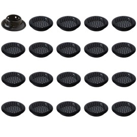Leliafleury 20Pcs Air Vent Louver Round Ventilation Grilles Mesh Hole Soffit Vents Stainless Steel Air Vent Louver Hole for Kitchen Bathroom Cabinet Wardrobe (Black, 25mm Bevel Mouth)