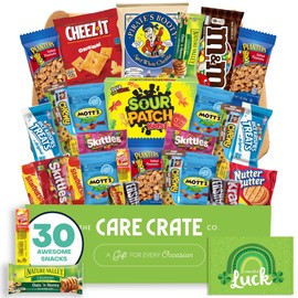St. Patrick's Day Small Snack Box (30 Piece Variety Gift Basket Care Package) Chips, Candy, Peanuts, Popcorn, Cookies, Gummy Snacks, Chocolates & More - The Care Crate Co.