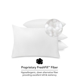 SensorPEDIC Embossed SensoSoft Fiber Filled Bed Pillow, Pack of 4, Jumbo, White