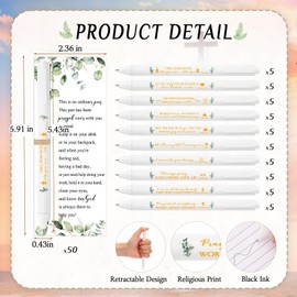 Fulmoon 50 Sets Christian Church Gifts Bulk Bible Verse Pen for Women Men Inspirational Bookmarks Scripture Biblical Church Gifts Sunday School Gift for Teacher Student Study Supplies