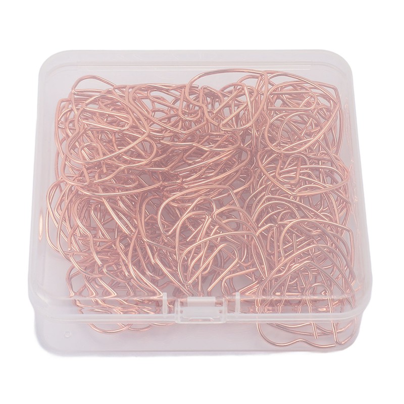 100Pcs Heart Shaped Paper Clips Iron Decorative Paperclips Set with