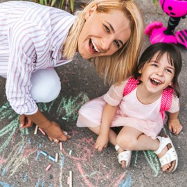 Relaxdays Chalk Pack of 24, Painting Chalk for Blackboard and Street in 6 Colours, Children's and Teacher's Chalk, Round, Diameter 9 mm, Colourful