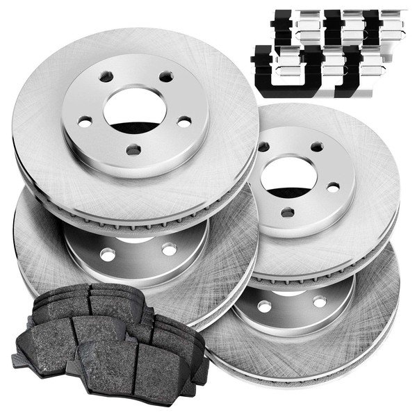PowerSport Front Rear O.E Replacement Brake Rotors and Ceramic Pads