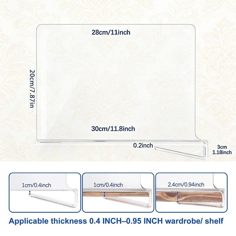 6 Pack Shelf Divider for Closet Acrylic, Clear Purse Organizer