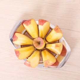 Stainless Steel Grip Handle Apple Slicer Corer Handheld Apple Pear Fruit Easy Slicer Peeler Fruit Cutter Divider (1 x Silver Stainless Steel Apple Slicer)