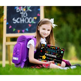 WaaHome First and Last Day of School Board 9''X12'' Double Sided Back to School Sign My 1st Day of Kindergarten Preschool Chalkboard Sign for Kids Girls Boys Back to School Photo Prop Supplies