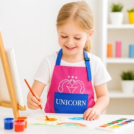 yoooliwicng Kids Apron Cooking & Baking&painting Apron for Children - with Pocket, Adjustable Neck Strap, Waist Tie unicorn