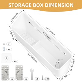 Furniware 1 Pair Tip-Out Tray 11 inch with 4 Hinges, Standard Sink Tip Out Tray for Sink-Front Drawer,White Mountable Tray for Under Sink Base Vanity Laundry Room Cabinet