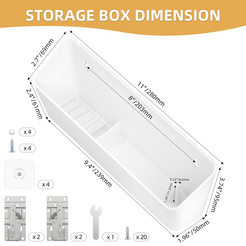 Furniware 1 Pair Tip-Out Tray 11 inch with 4 Hinges,
