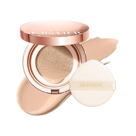 SKINTIFIC Cushion Base Maquillaje Ligero Cobertura Media, Ajuste Perfecto a la Piel con Acabado Satín Luminoso(01 Vanilla)