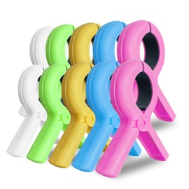 Beach Towel Clips for Beach Chairs, Towel Holder for Beach Chair Pool Chair on Cruise, Jumbo Size Heavy Duty Clothes Pins, Beach Chair Clips to Keep Your Towel from Blowing Away, 8 Pcs,4Colors (8)