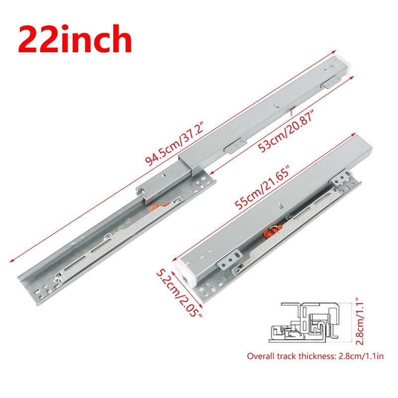 TMGSK Pair Undermount Drawer Slides Bottom Mount Pull Out Shelf