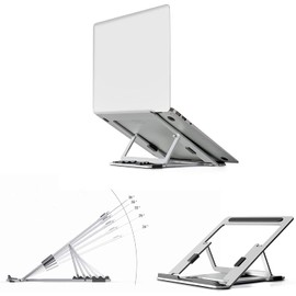 Magichold Portable Height Adjustable Folding Laptop Stand,Lightweight Anti-Slip Laptop Riser | Aluminum Notebook/Tablet Stand Compatible with MacBook Pro/Air,ipad.HP, Dell & Any Laptops (Silver)