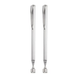HARFINGTON 2pcs Telescoping Magnetic Pickup Tool 1.5LB Stainless Steel 4.7" to 19.7" Extendable Magnet Retrieval Stick with Pocket Clip for Car Industry Garage Office, Silver