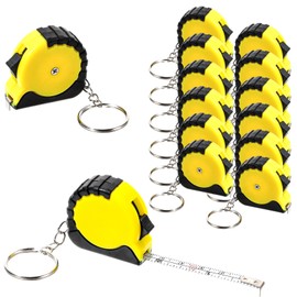12 Pieces Tape Measure Keychains, 1.5 Inch Mini Tape Measures with Stable Slide Lock Construction Party Favors Tape Measure for Birthday Party Favors Gift Bag Fillers Prize 1m/3 ft Black+Yellow