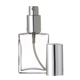 Grand Parfums Empty 1 Oz Perfume Atomizer, Flat Glass Bottle, Silver Sprayer 30ml Decant Fragrance (1 Bottle)