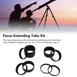 Telescopic Extension Tube Set, 8 Pieces M48 x 0.75 Thread Length Extension Tube Kit 3 5 7 10 12 15 20 30mm Extension Ring for Astronomical Telescope Photography