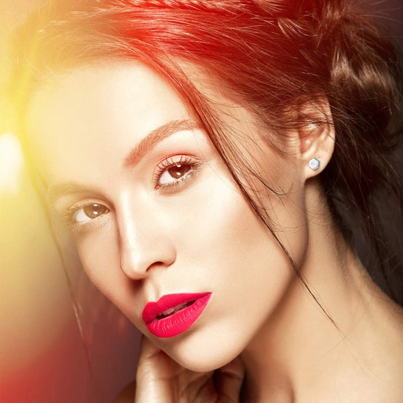 Titanium Stud Earrings for Sensitive Ears, Cross Hexagon Round Cubic