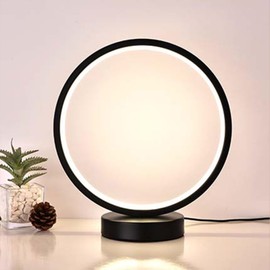 Small Modern Bedside Table Lamp, LED Round Bedside Night Light, 3 Color Temperatures and 10 Brightness Levels, 7.87'' Desk Lamp for Bedroom, Living Room, Reading Lamp, Home Decoration, Black