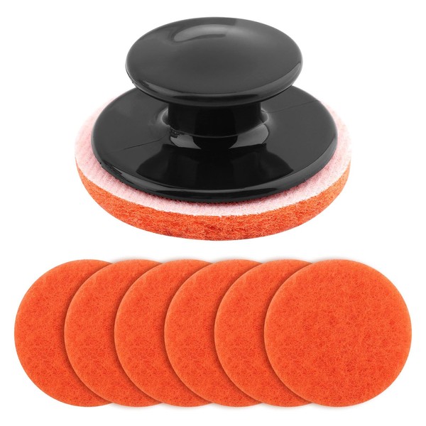 Griddle Cleaning Kit, 7 Scrubber Pads + 1 Handle, Reusable