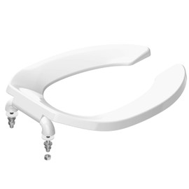 Commercial Toilet Seat Front Open, Toilet Seat Public 18.5 Inch Elongated Toilet Seat for Church, School, Hospital, Office,Heavy Duty Toilet Lid Common(White)