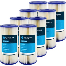 SpiroPure SP-R1-BB 10x4.5 1 Micron Pleated Polyester Sediment Water Filter Cartridge SPC-45-1001 (Case of 8)