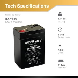 ExpertPower 6V 5Ah SLA Rechargeable Battery - 2 Pack