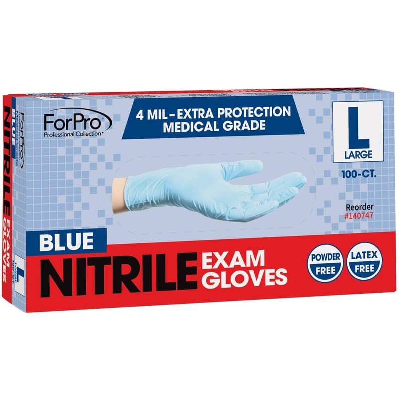ForPro Disposable Nitrile Exam Gloves, Medical Grade, 4 Mil Extra