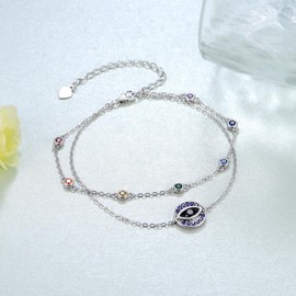 Chakra Anklet Sterling Silver Evil Eye Anklet Chakra Jewelry Evil Eye Anklets for Women Yoga Lover