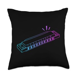 Chromatic Harmonica Set Accessories Beginner Gifts Mouth Harp Harmonist Harmonicist Professional Harmonica Throw Pillow, 18x18, Multicolor