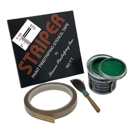 Automotive Pinstriping KIT - Stencil/Brush/Paint - Pinstripe Your Car/Truck | Striper F-50 | Results: 3/32 inch Stripe, 1/16 inch Space, 3/32 inch Stripe (Dark Green, 42 Foot roll)