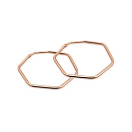 modabilé Women's Creole Earrings, 925 Sterling Silver Hanging Hexagon (3 cm/5 cm) Rose Gold, Gold Plated, Silver & Black I Shape: Hexagon, Geometric Square, Elegant Large Silver Jewellery from Europe, Gold-Plated Silver