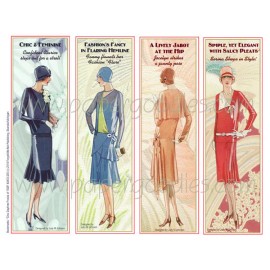 SALE! 24 Twenties Women's Fashion Bookmarks: SIX Cut & Use Cardstock Sheets