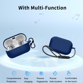 for Technics EAH-AZ100 Case Cover,NOUKAJU Earphone Protective Cover(with Carabiner + Lanyard) Drop-Proof,Shock-Proof,Dust-Proof,Protective Case for Technics Reference Class EAH-AZ100(Blue)
