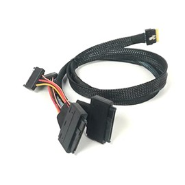 Micro SATA Cables| SlimSAS 8i (SFF-8654) Cable to Two U.2 Connectors for High-Speed Data Transfer 100cm