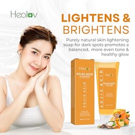 Kojic Acid Soap for Hyperpigmentation – Skin Brightening Kojic Papaya Face and Body Wash – Dark Spot Soap Reduces Acne, Scars, and Evens Skin Tone – T