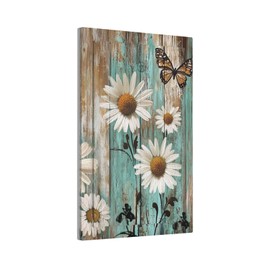JDAKHD Farmhouse Floral Decorative 1-Gang Blank Wall Plate White Daisy Floral On Green Wood Background Vintage Mid Size Gfci Compatible Light Switch Cover for Kitchen Bedroom (No Device)