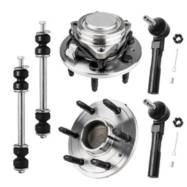 Detroit Axle - RWD 6pc Front Wheel Bearing Hubs Kit for 2005-2006 Chevy GMC Silverado Sierra 1500, 2 Wheel Bearing Hubs 2 Outer Tie Rods 2 Sway Bars Replacement