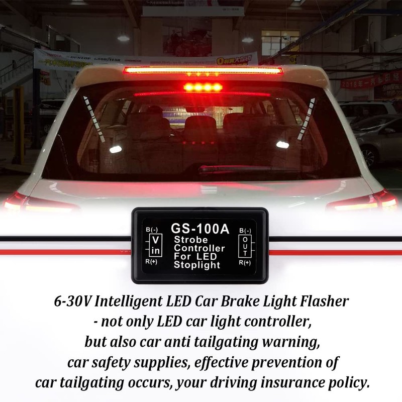 SSNNUU 2PCS 6V-30V GS-100A LED Brake Light Flasher with Pre-Wired,Universal
