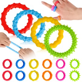 4 Stück Fidegt Toys Sensorischen Armbänder, 12 Stück Zappelspielzeuge für Kinder, Fidget Ringe Sensorisches, Spielzeug für Kinder mit Autismus Anxiety Stressringe für Leiser Anti Stress Fidget Ring